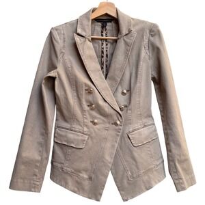 White House Black Market Women's Military Jacket 4 Small Cotton Shoulder Pads